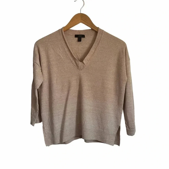 J.Crew Marino Wool and Linen blend Vneck Sweater size Small - Picture 2 of 7
